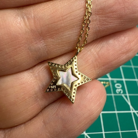 NWT Argento Vivo 18K Over Sterling Silver Star Mop Necklace - Picture 2 of 4